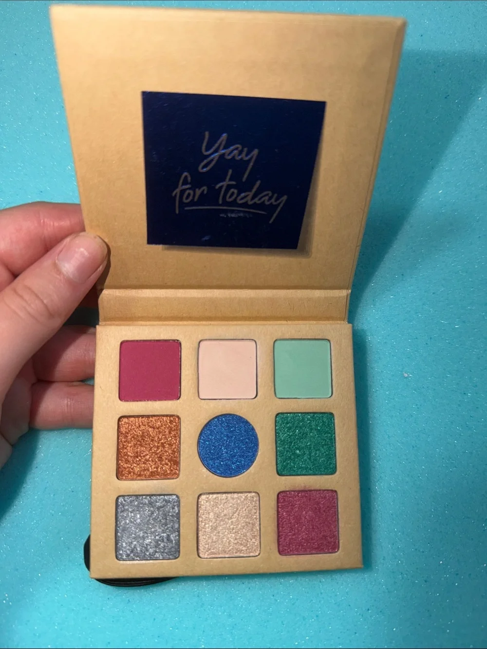 Women Makeup 9-Color Eyeshadow Palette - Pink, Mint, Blue & Metallic Shades